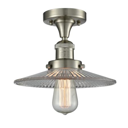 A large image of the Innovations Lighting 517-1CH Halophane Brushed Satin Nickel / Halophane