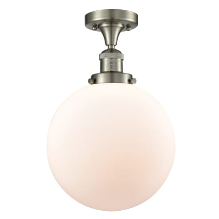A large image of the Innovations Lighting 517 X-Large Beacon Brushed Satin Nickel / Matte White