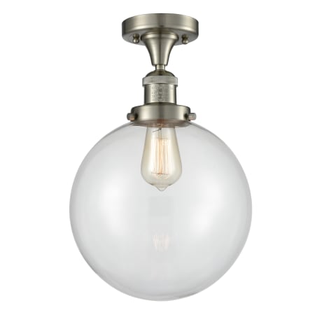 A large image of the Innovations Lighting 517 X-Large Beacon Brushed Satin Nickel / Clear