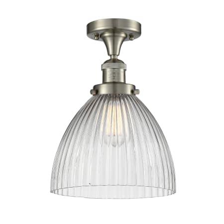 A large image of the Innovations Lighting 517 Seneca Falls Brushed Satin Nickel / Clear Halophane