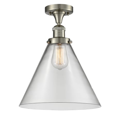 A large image of the Innovations Lighting 517 X-Large Cone Brushed Satin Nickel / Clear