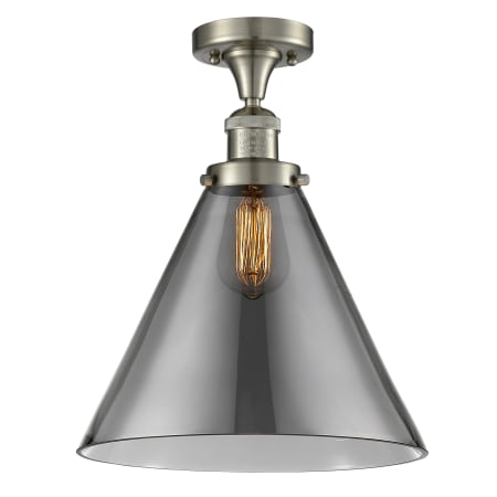 A large image of the Innovations Lighting 517 X-Large Cone Brushed Satin Nickel / Plated Smoke