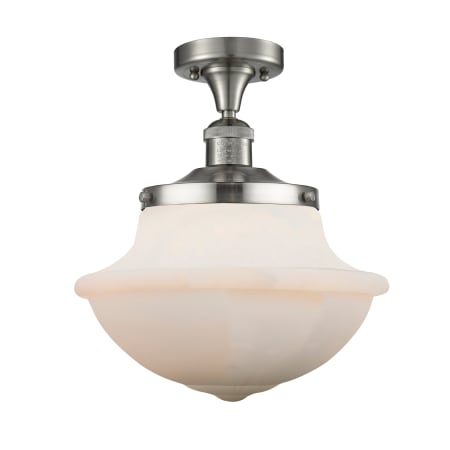 A large image of the Innovations Lighting 517 Large Oxford Brushed Satin Nickel / Matte White