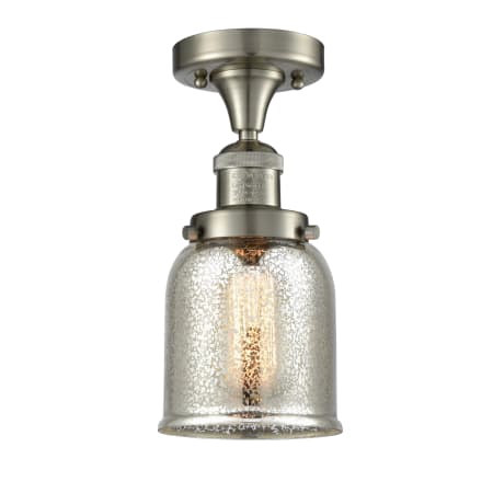 A large image of the Innovations Lighting 517-1CH Small Bell Brushed Satin Nickel / Silver Mercury