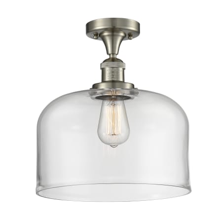 A large image of the Innovations Lighting 517 X-Large Bell Brushed Satin Nickel / Clear