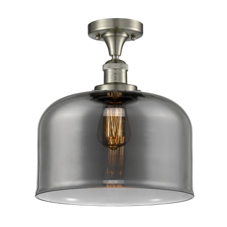 A large image of the Innovations Lighting 517 X-Large Bell Brushed Satin Nickel / Plated Smoke