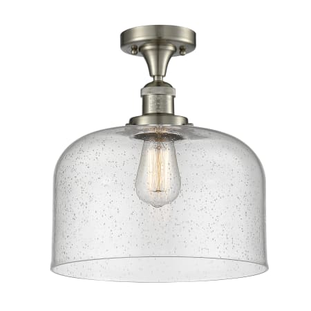 A large image of the Innovations Lighting 517 X-Large Bell Brushed Satin Nickel / Seedy