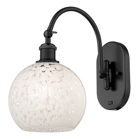 A large image of the Innovations Lighting 518-1W-14-8-White Mouchette-Indoor Wall Sconce Matte Black / White Mouchette