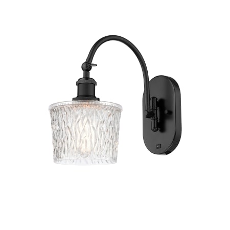 A large image of the Innovations Lighting 518-1W-12-7 Niagra Sconce Matte Black / Clear