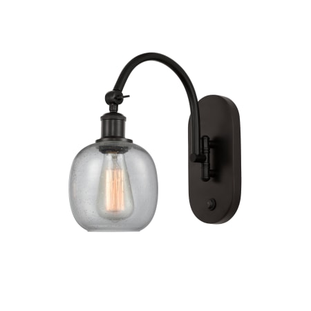 A large image of the Innovations Lighting 518-1W-13-6 Belfast Sconce Oil Rubbed Bronze / Seedy