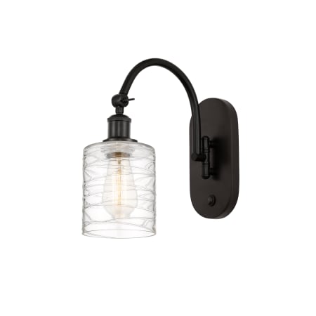 A large image of the Innovations Lighting 518-1W-13-5 Cobbleskill Sconce Oil Rubbed Bronze / Deco Swirl
