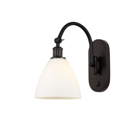 A large image of the Innovations Lighting 518-1W-13-8 Bristol Sconce Oil Rubbed Bronze / Matte White