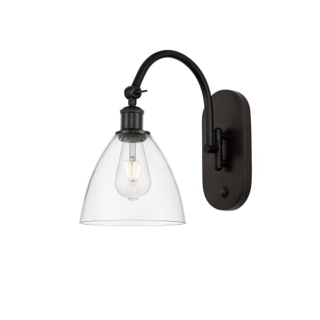 A large image of the Innovations Lighting 518-1W-13-8 Bristol Sconce Oil Rubbed Bronze / Clear