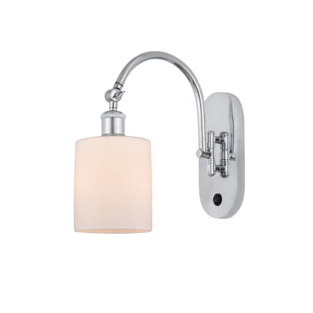 A large image of the Innovations Lighting 518-1W-13-5 Cobbleskill Sconce Polished Chrome / Matte White
