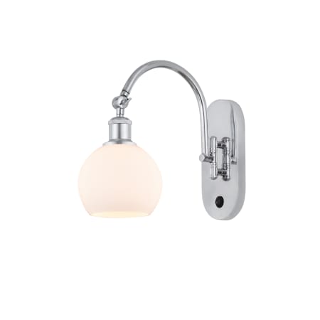 A large image of the Innovations Lighting 518-1W-12-6 Athens Sconce Polished Chrome / Matte White