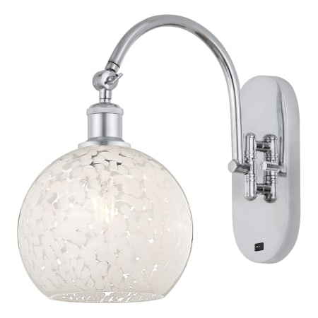 A large image of the Innovations Lighting 518-1W-14-8-White Mouchette-Indoor Wall Sconce Polished Chrome / White Mouchette