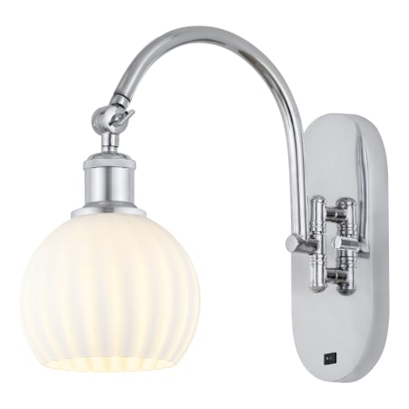 A large image of the Innovations Lighting 518-1W-12-6-White Venetian-Indoor Wall Sconce Polished Chrome / White Venetian