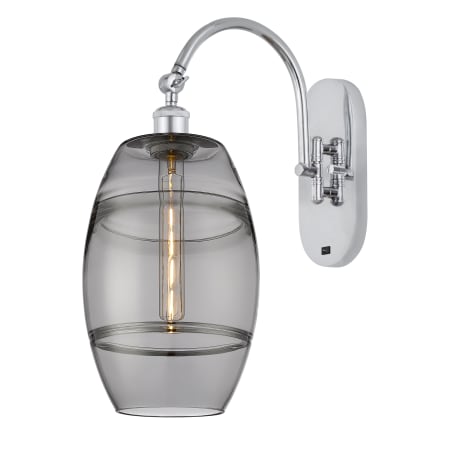 A large image of the Innovations Lighting 518-1W-13-8 Vaz Sconce Polished Chrome / Smoked