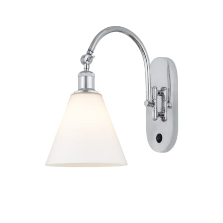 A large image of the Innovations Lighting 518-1W-14-8 Berkshire Sconce Polished Chrome / Matte White