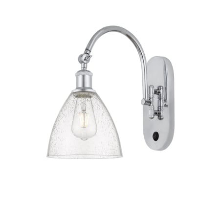 A large image of the Innovations Lighting 518-1W-13-8 Bristol Sconce Polished Chrome / Seedy