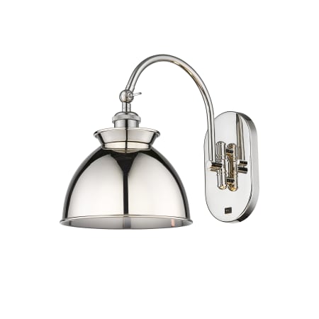 A large image of the Innovations Lighting 518-1W-13-9 Adirondack Sconce Polished Nickel