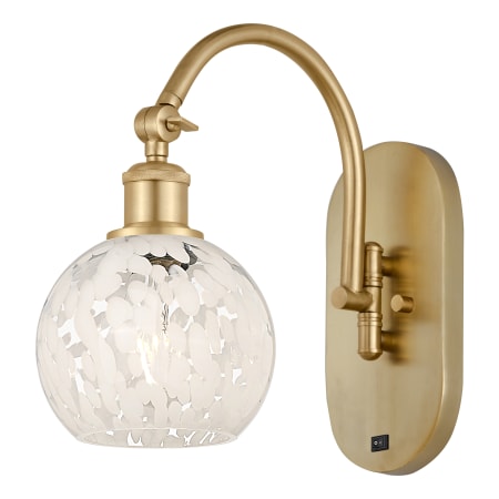 A large image of the Innovations Lighting 518-1W-12-6-White Mouchette-Indoor Wall Sconce Satin Gold / White Mouchette