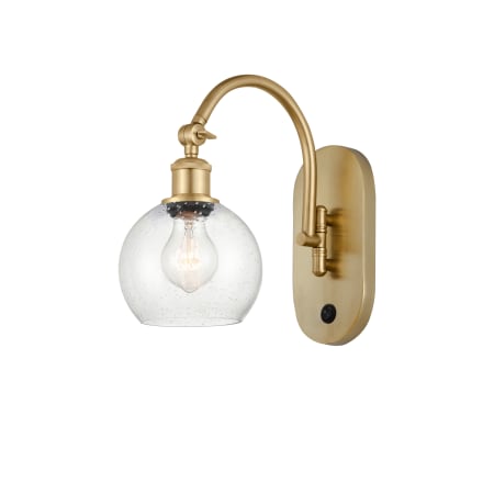 A large image of the Innovations Lighting 518-1W-12-6 Athens Sconce Satin Gold / Seedy