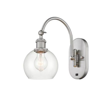 A large image of the Innovations Lighting 518-1W-12-6 Athens Sconce Brushed Satin Nickel / Clear