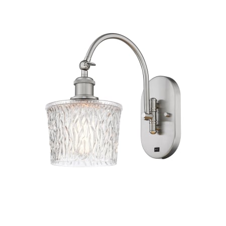 A large image of the Innovations Lighting 518-1W-12-7 Niagra Sconce Brushed Satin Nickel / Clear