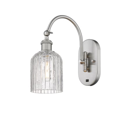 A large image of the Innovations Lighting 518-1W-13-5 Bridal Veil Sconce Brushed Satin Nickel / Clear