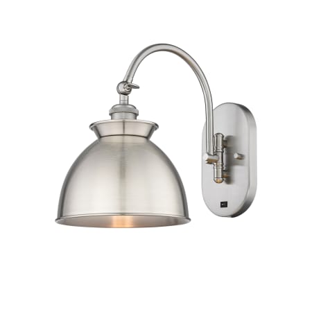 A large image of the Innovations Lighting 518-1W-13-9 Adirondack Sconce Brushed Satin Nickel