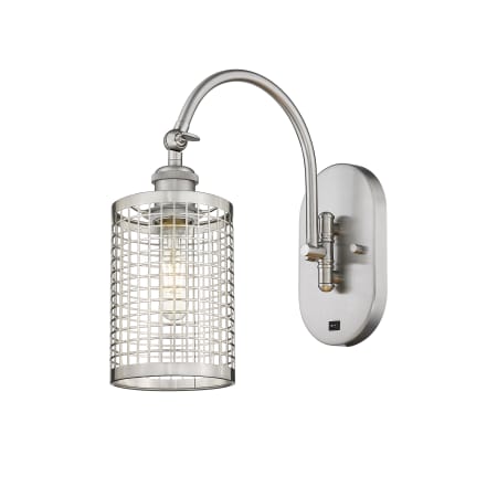 A large image of the Innovations Lighting 518-1W-13-5 Nestbrook Sconce Satin Nickel