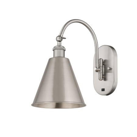 A large image of the Innovations Lighting 518-1W-14-8 Cone Sconce Brushed Satin Nickel