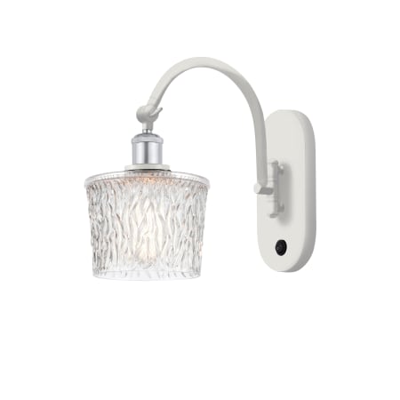 A large image of the Innovations Lighting 518-1W-12-7 Niagra Sconce White and Polished Chrome / Clear