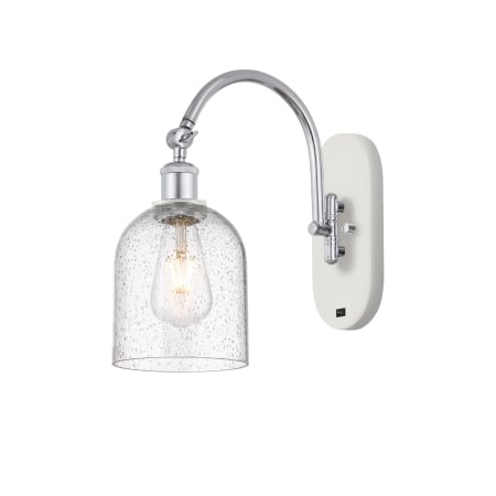 A large image of the Innovations Lighting 518-1W-13-6 Bella Sconce White Polished Chrome / Seedy