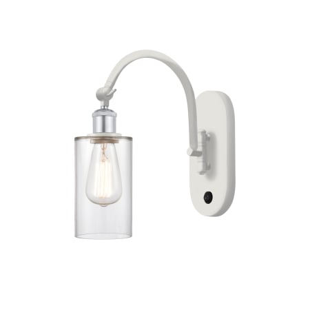 A large image of the Innovations Lighting 518-1W-13-5 Clymer Sconce White and Polished Chrome / Clear