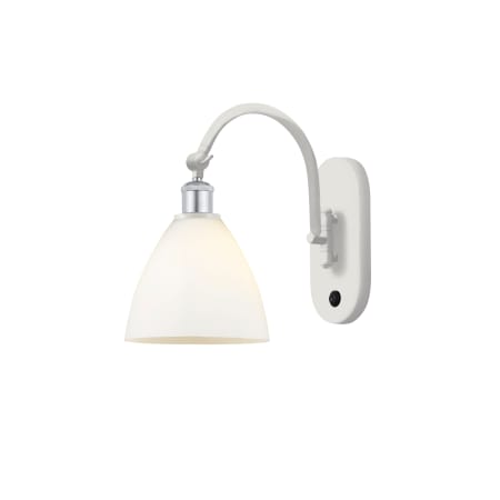 A large image of the Innovations Lighting 518-1W-13-8 Bristol Sconce White and Polished Chrome / Matte White