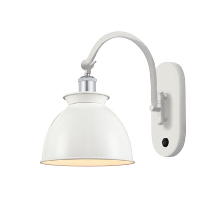 A large image of the Innovations Lighting 518-1W-12-8 Adirondack Sconce White and Polished Chrome / Glossy White