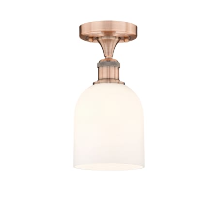 A large image of the Innovations Lighting 616-1F 10 6 Bella Semi-Flush Antique Copper / Glossy White