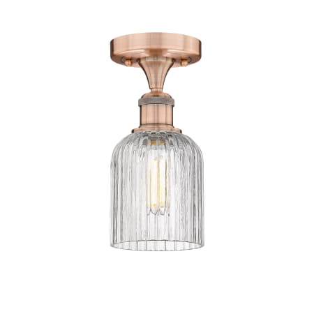 A large image of the Innovations Lighting 616-1F 9 5 Bridal Veil Semi-Flush Antique Copper