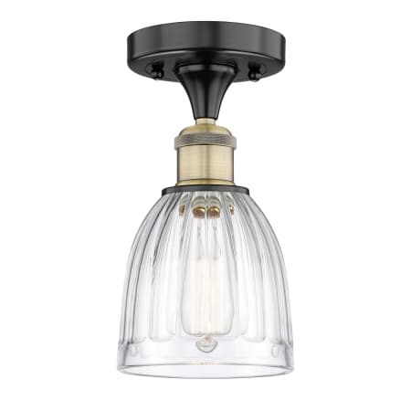 A large image of the Innovations Lighting 616-1F-10-6 Brookfield Semi-Flush Black Antique Brass / Clear