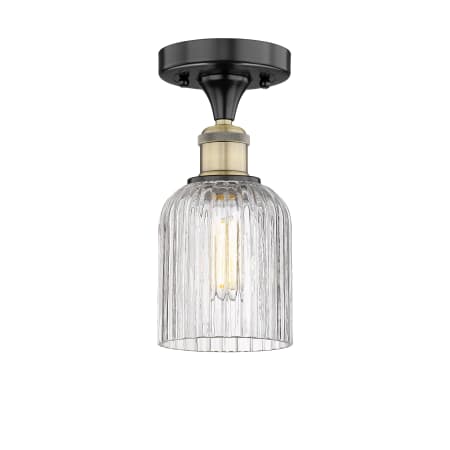 A large image of the Innovations Lighting 616-1F 9 5 Bridal Veil Semi-Flush Black Antique Brass