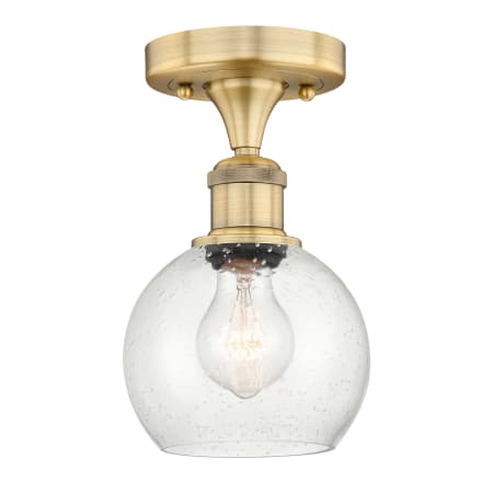 A large image of the Innovations Lighting 616-1F-9-6 Athens Semi-Flush Brushed Brass / Seedy