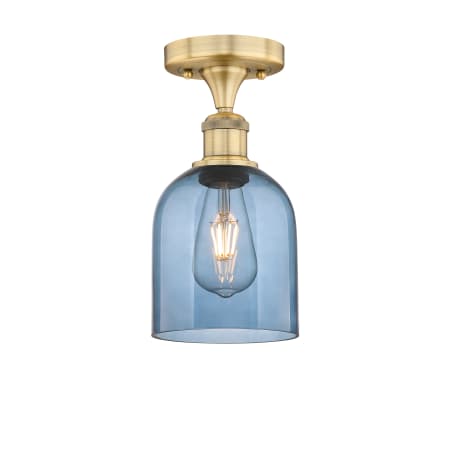 A large image of the Innovations Lighting 616-1F 10 6 Bella Semi-Flush Brushed Brass / Princess Blue