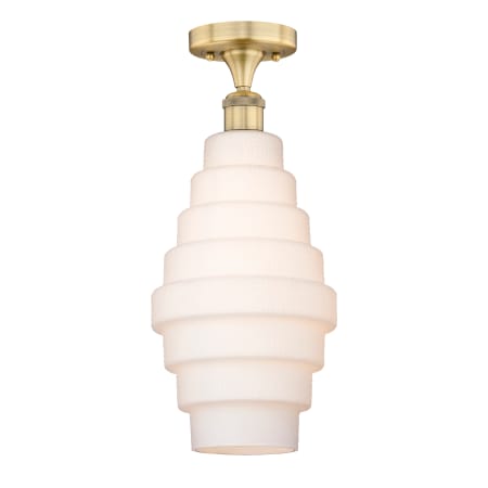 A large image of the Innovations Lighting 616-1F-18-8 Cascade Flush Brushed Brass / White