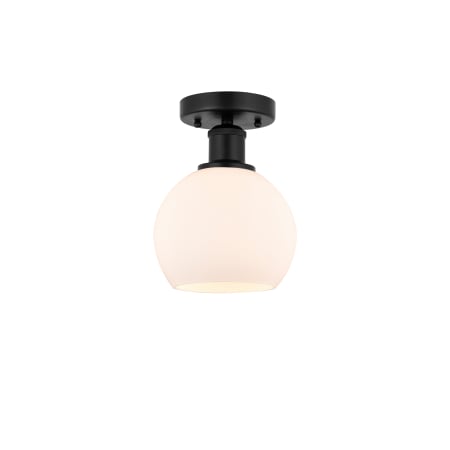 A large image of the Innovations Lighting 616-1F-10-6 Athens Semi-Flush Matte Black / Matte White