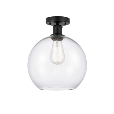 A large image of the Innovations Lighting 616-1F-15-10 Athens Semi-Flush Matte Black / Clear