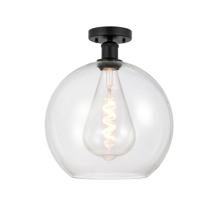 A large image of the Innovations Lighting 616-1F-16-12 Athens Semi-Flush Matte Black / Clear