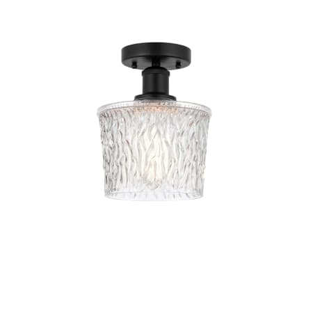 A large image of the Innovations Lighting 616-1F-11-7 Niagra Semi-Flush Matte Black / Clear