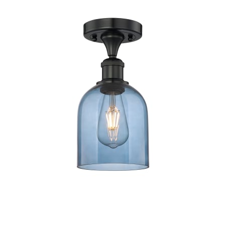 A large image of the Innovations Lighting 616-1F 10 6 Bella Semi-Flush Matte Black / Princess Blue